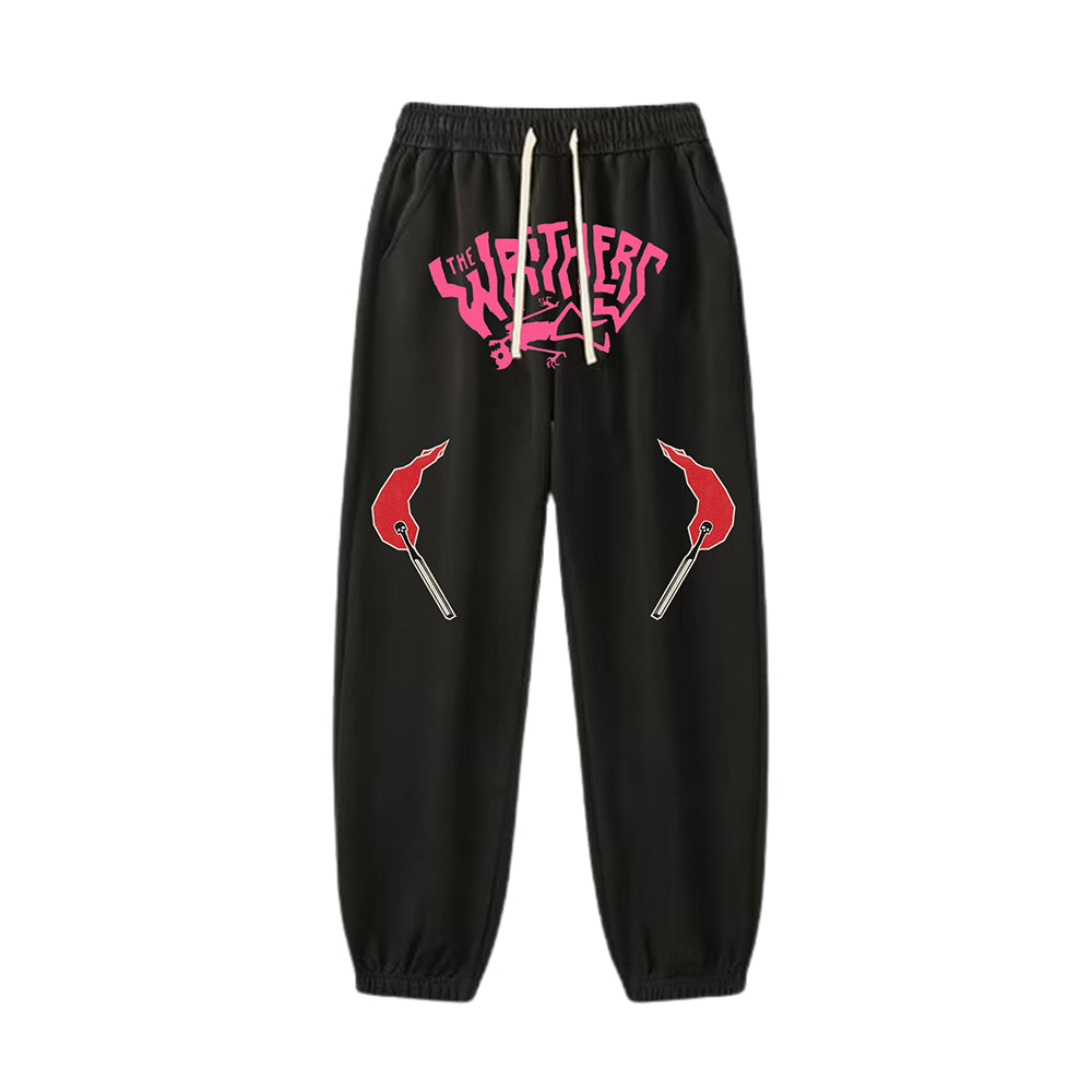 "Casual high street cartoon skull matches burning" Sweatpants