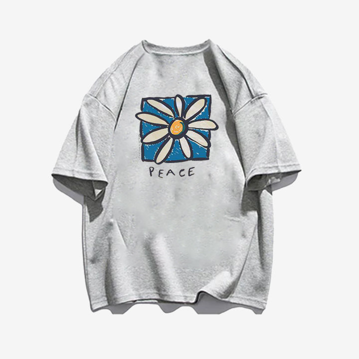 "Casual hip-hop retro high street flower cartoon" T-shirt