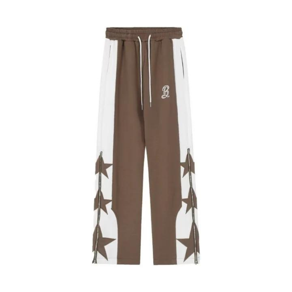 "Urban Letter Embroidery Zipper" Sweatpants