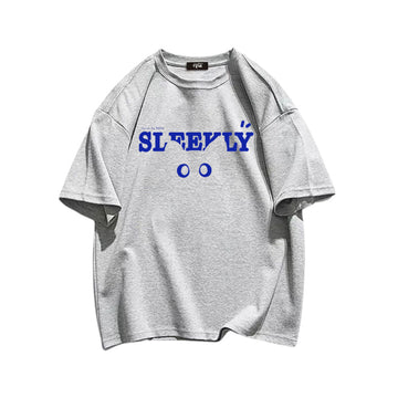 "Casual retro high street loose cartoon small eyes English" T-shirt