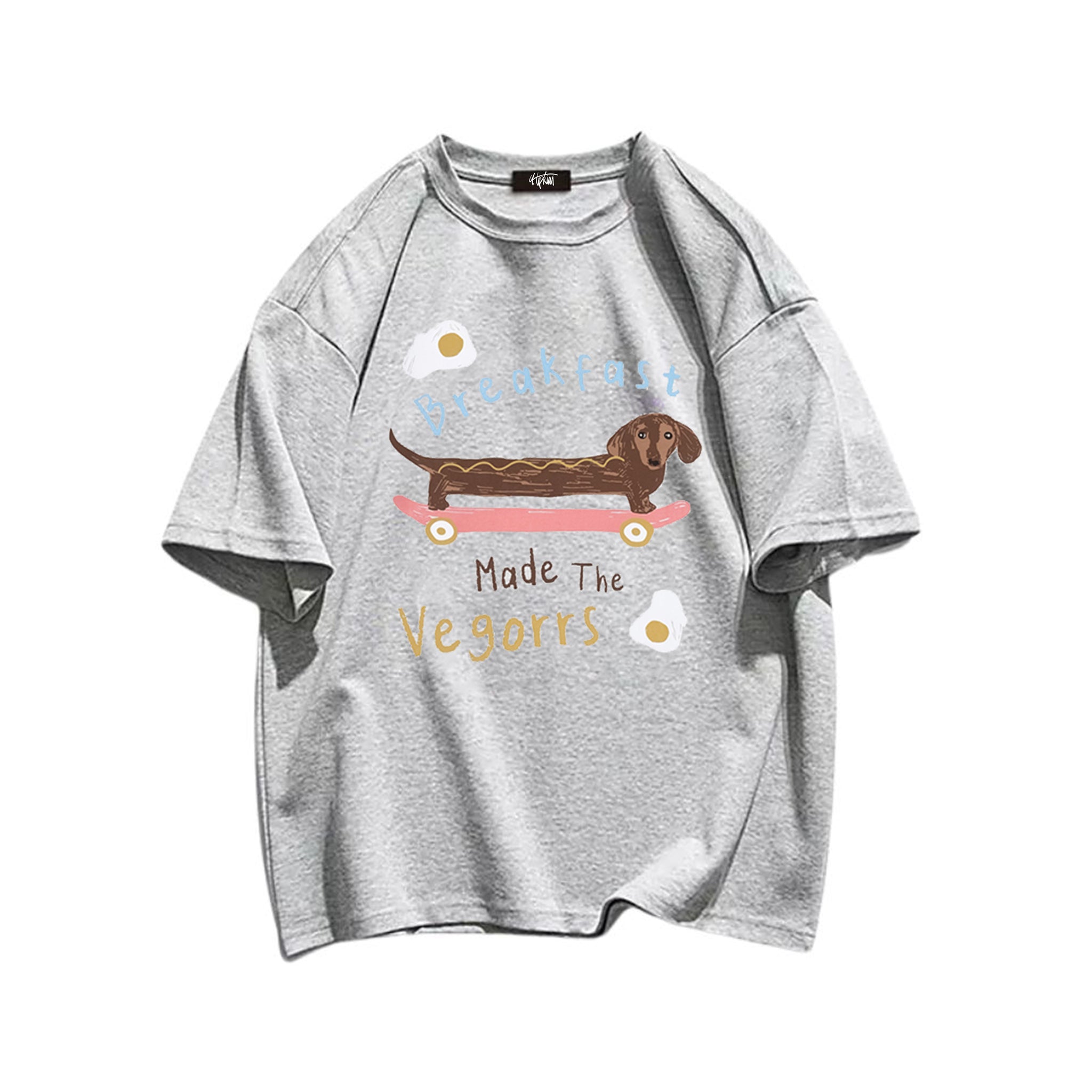 "Casual high street retro cartoon skateboard puppy" T-shirt