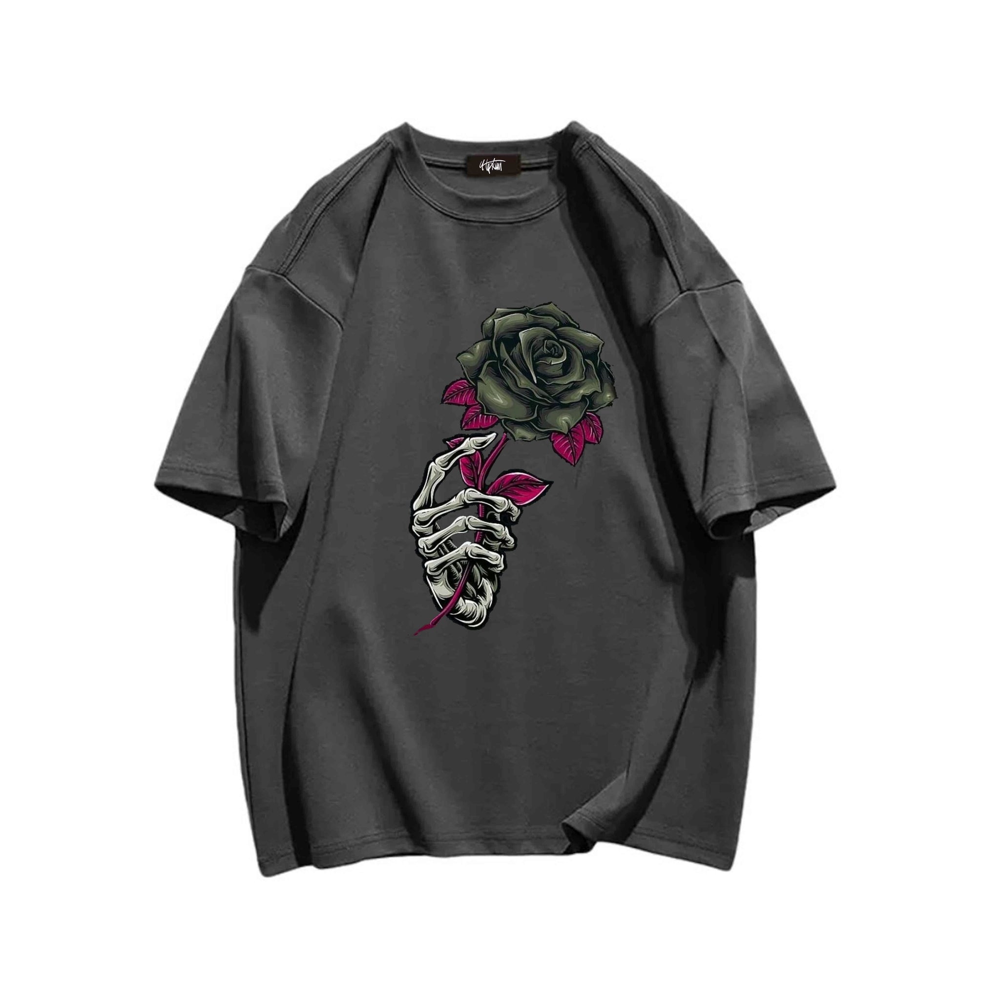 "High street casual retro skull hand bone flowers" T-shirt