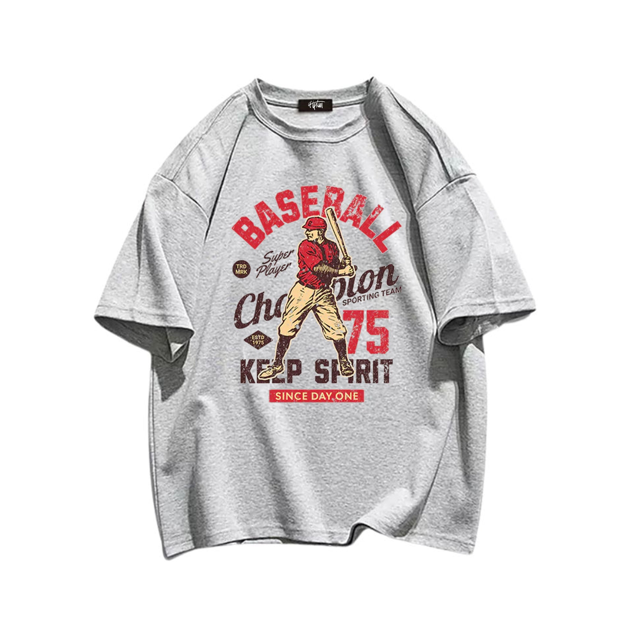 "High street casual retro cartoon baseball player" T-shirt