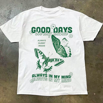 "High street pattern cartoon butterfly letter design" T-shirt