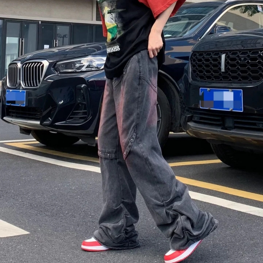 "American Contrast Pleated" Jeans