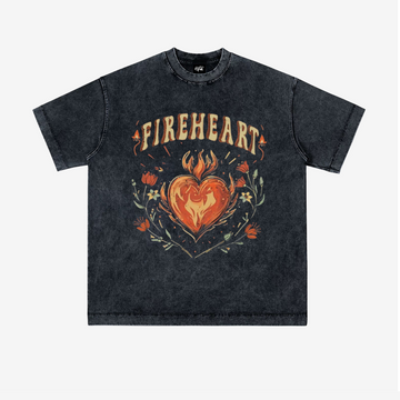 “Style trendy hand-painted flame heart flower pattern print” T-shirt