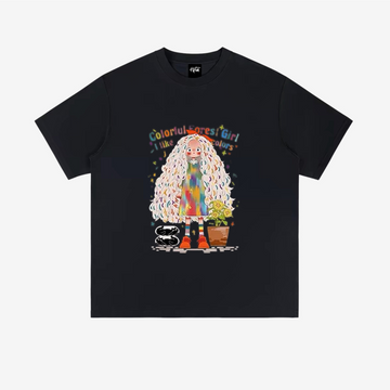 “Urban cartoon colorful flower girl niche design” T-shirt