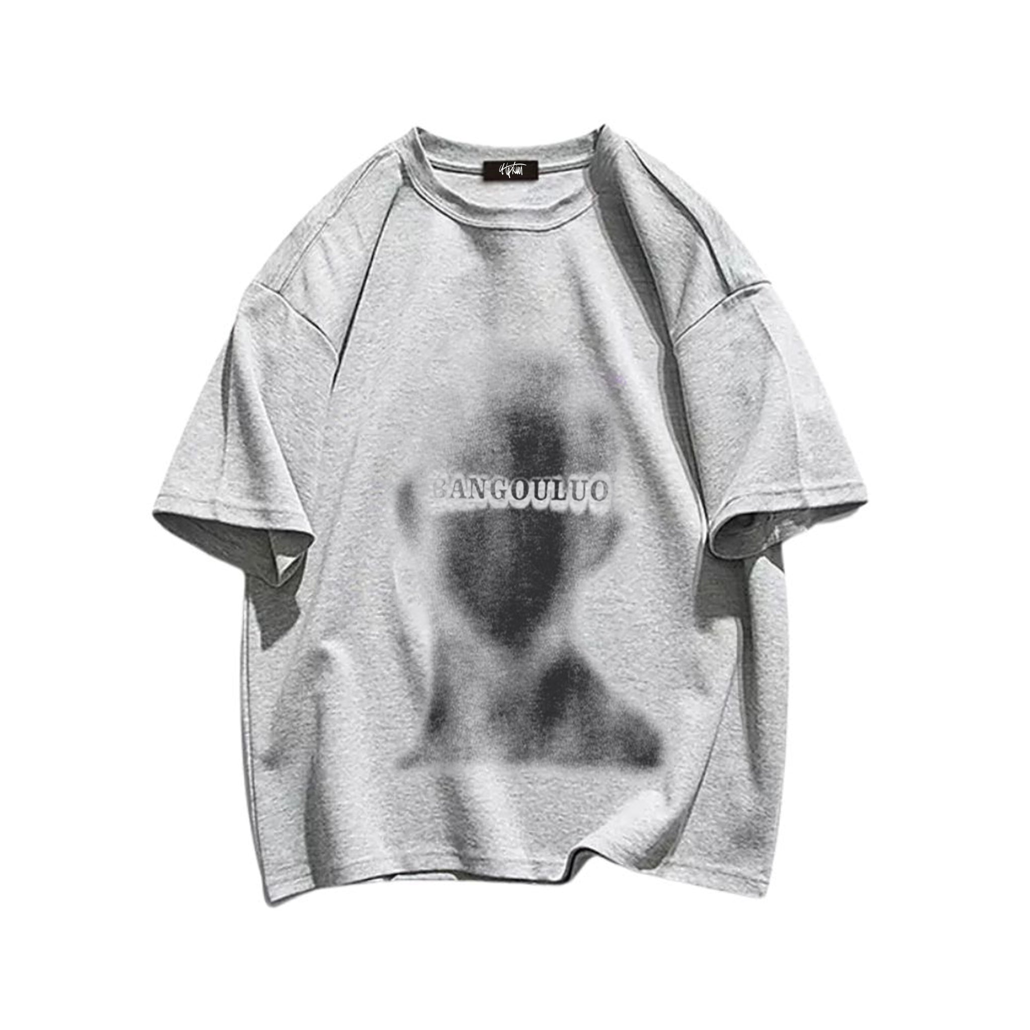 "Casual high street retro cartoon blurred human face lettering" T-shirt