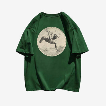 "Casual retro high street loose angel drop" T-shirt