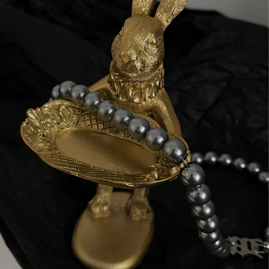 "Street Gray Bead Alphabet" Necklaces