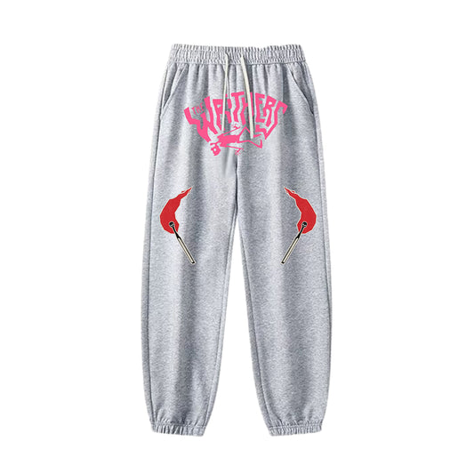 "Casual high street cartoon skull matches burning" Sweatpants