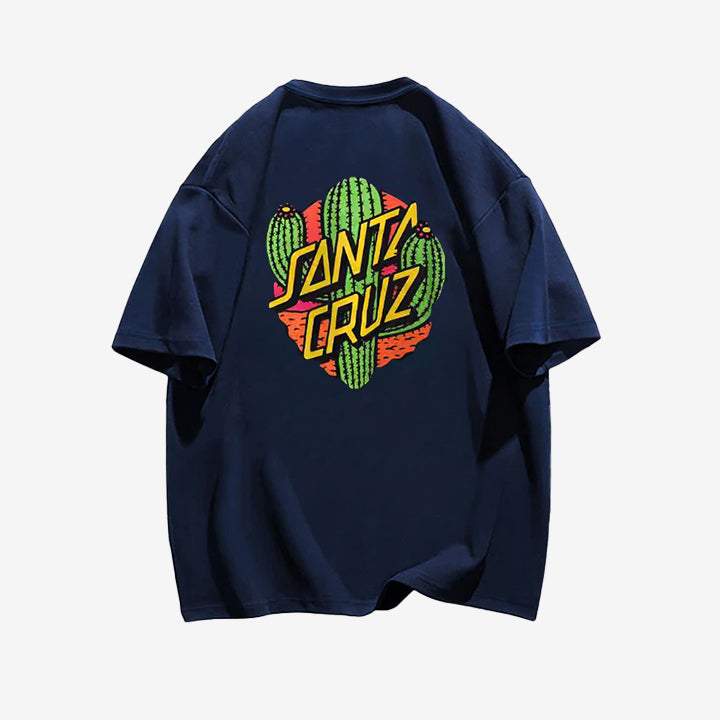 "Casual hip-hop retro high street cartoon cactus" T-shirt