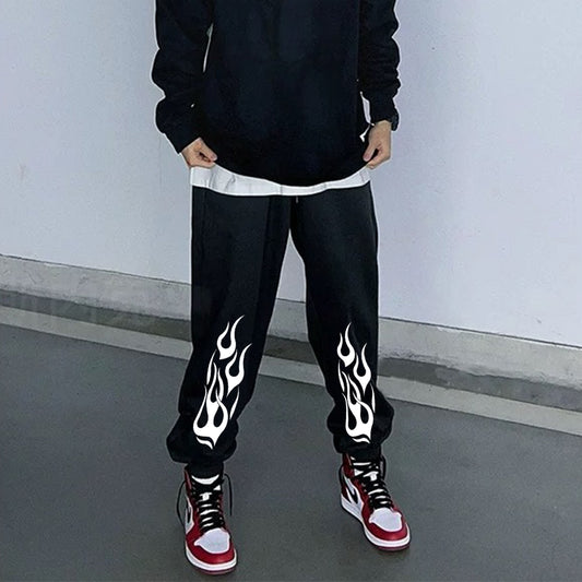 "Casual high street retro simple cartoon flame" Sweatpants