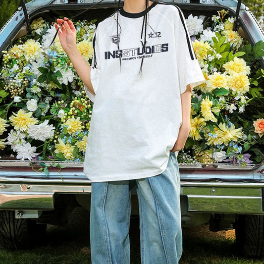 “American letter design monochrome niche trend” T-shirt