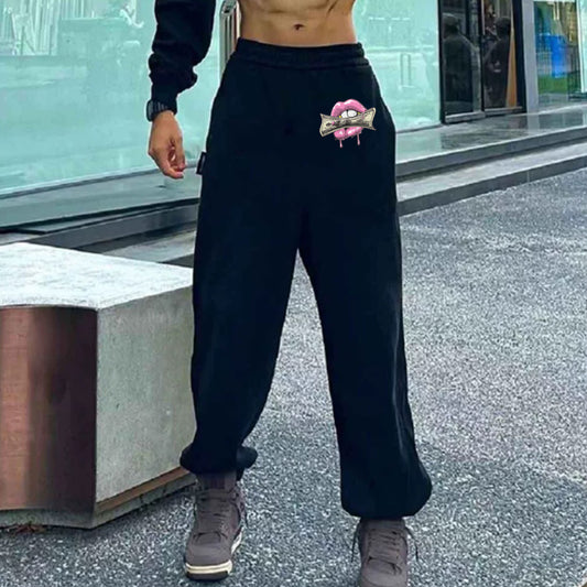 "Casual high street retro cartoon lips banknote" Sweatpants