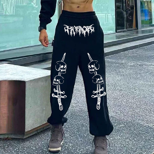 "Casual high street dark cartoon skull" Sweatpants