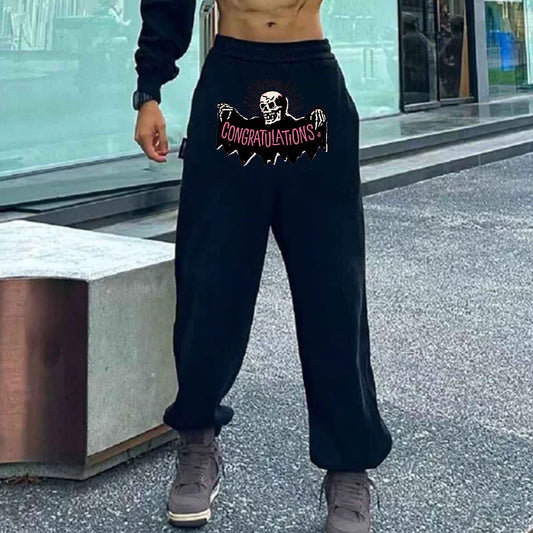 "Casual high street cartoon skull dark hand drawn" Sweatpants