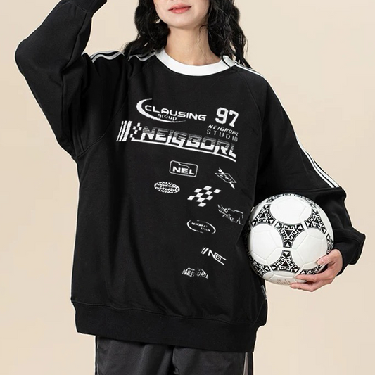 “Urban monochrome trend racing culture print” Sweatshirt
