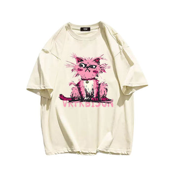 "Casual high street retro cartoon funny graffiti kitten" T-shirt