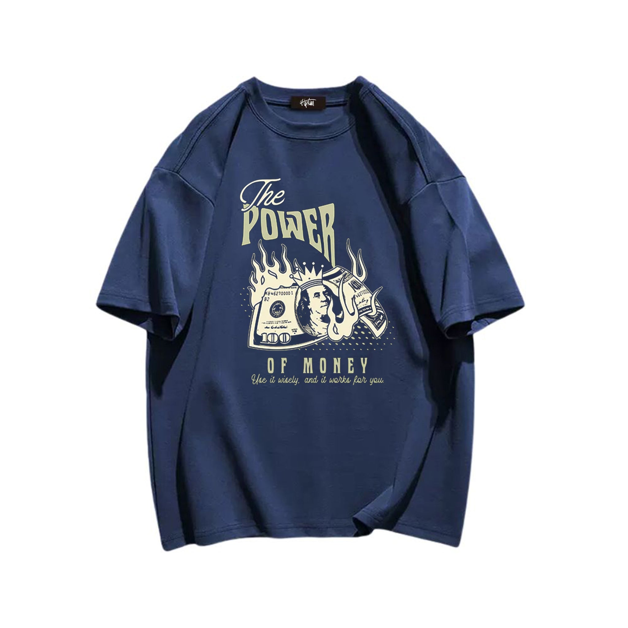 "High street casual loose cartoon burning banknotes" T-shirt