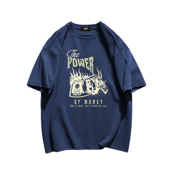 "High street casual loose cartoon burning banknotes" T-shirt