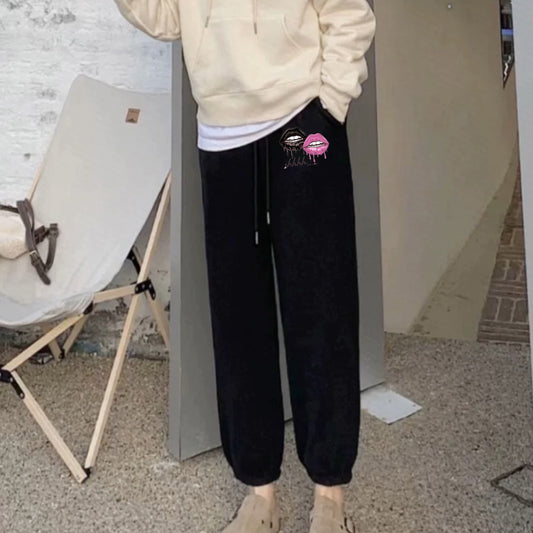 "Casual high street retro cartoon lips simple" Sweatpants