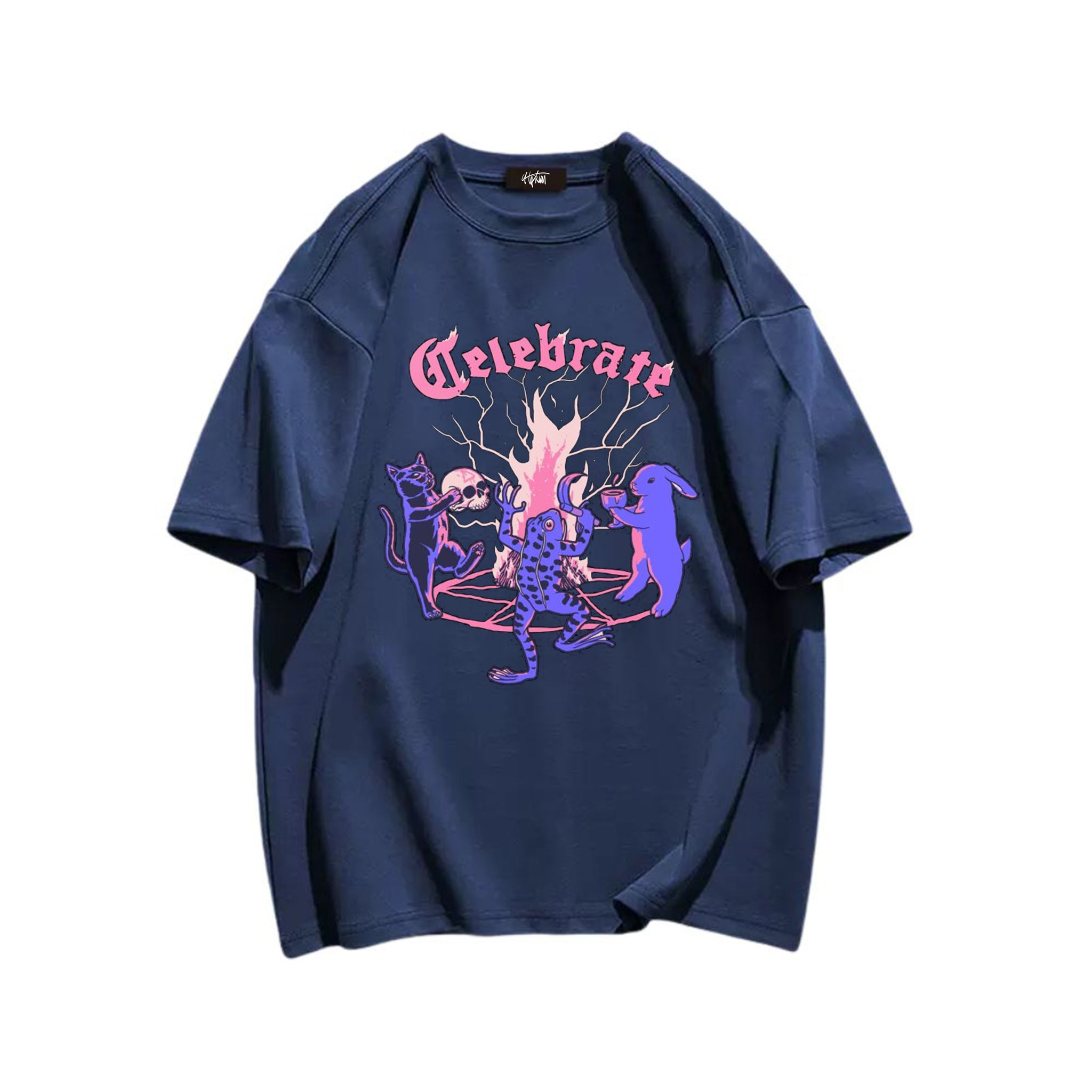 "High street casual retro cartoon frog arch fire" T-shirt