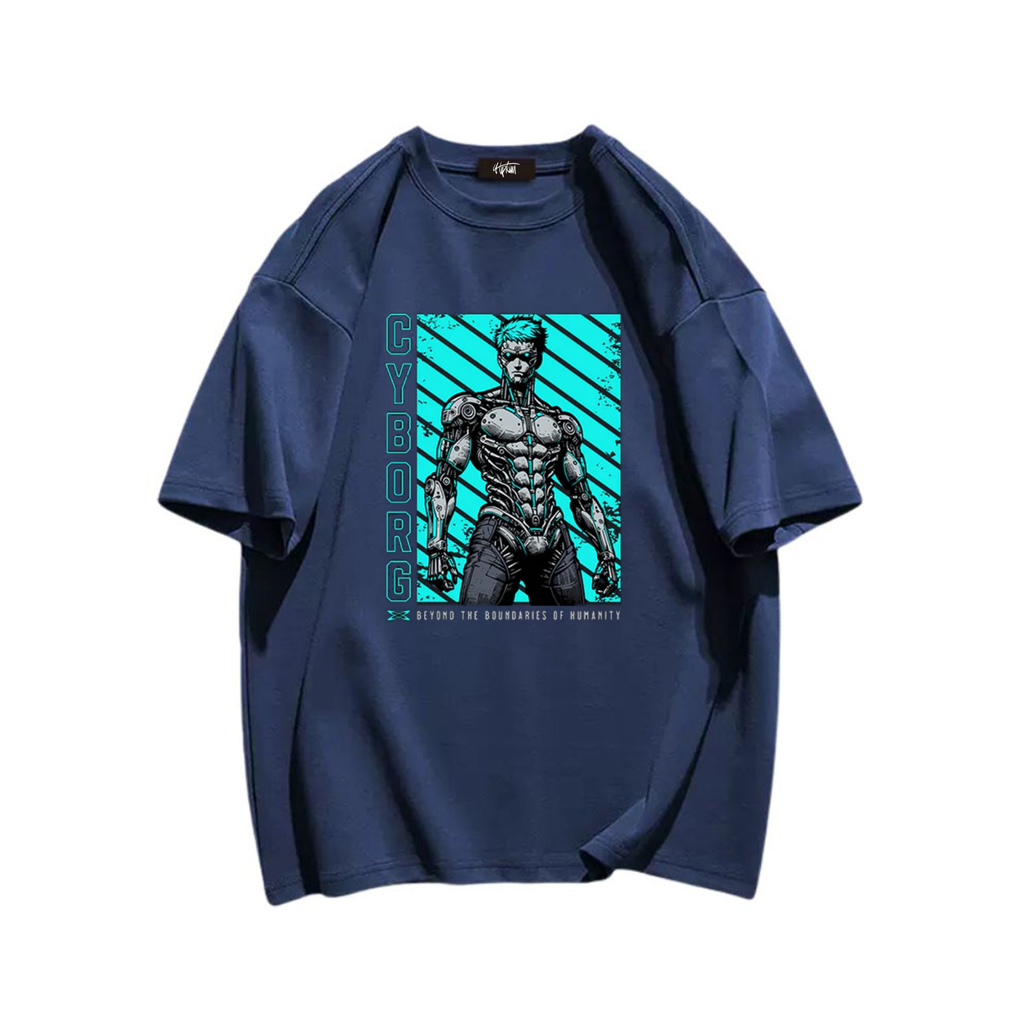 "High street casual retro cartoon mechanical skeleton boy" T-shirt