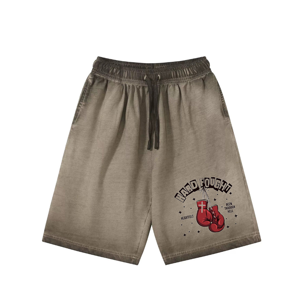 "High street cartoon anime boxing gloves letter design casual" Shorts