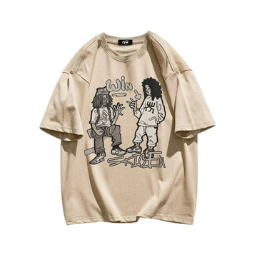 "Casual high street retro hip hop cartoon characters" T-shirt