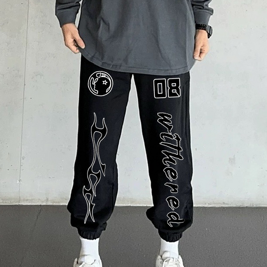 "High street simple 88 letter tail flame icon" Sweatpants