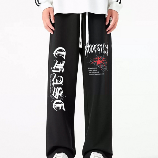"Trendy casual all-match spider letter puzzle" Sweatpants