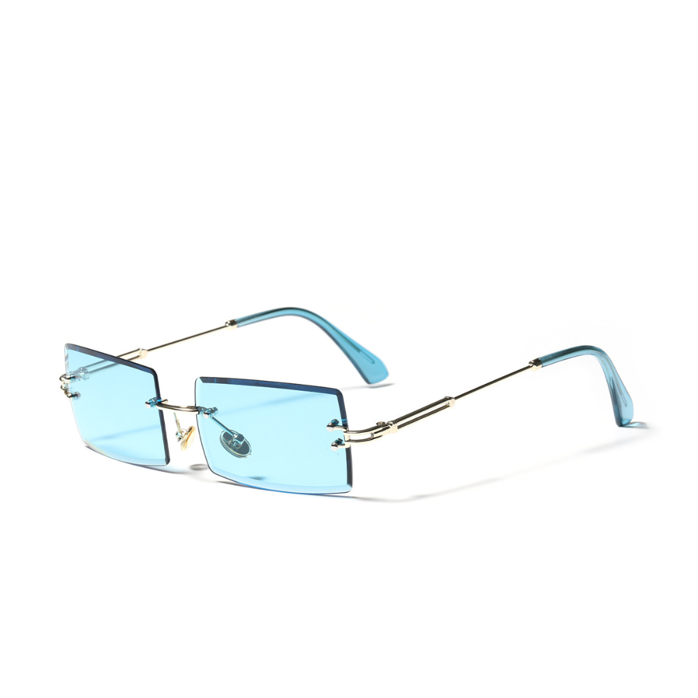 "Retro Diamond Cut Square Rimless"Glasses