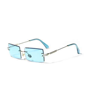 "Retro Diamond Cut Square Rimless"Glasses