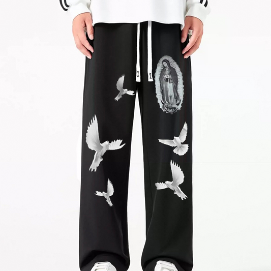 "Trendy loose casual God dove pattern" Sweatpants