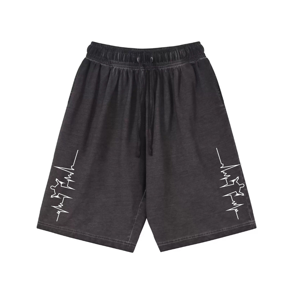 "High street casual cartoon character heartbeat line" Shorts