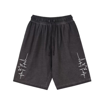 "High street casual cartoon character heartbeat line" Shorts