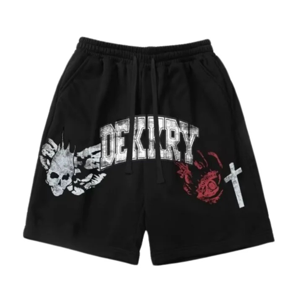 "Dark Skull Letter Print" Shorts