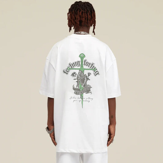 "Hip hop cartoon hands folded sword letter design" T-shirt
