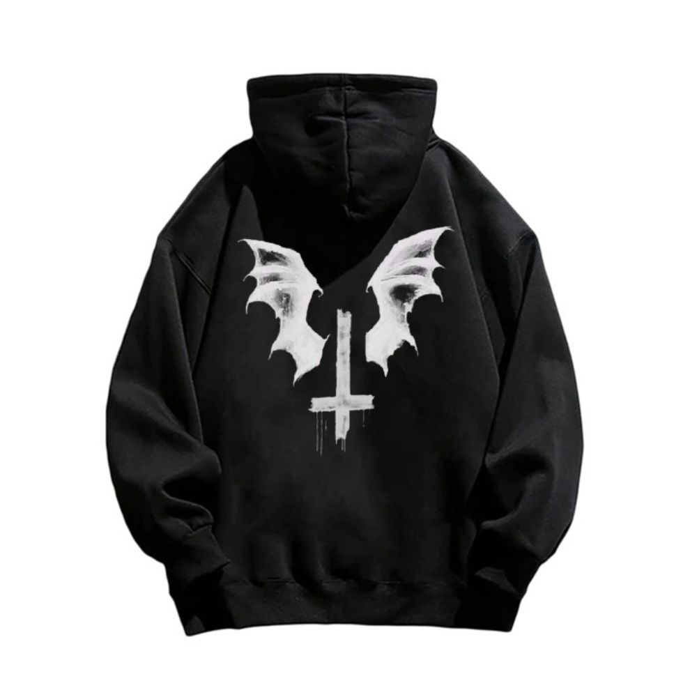 "American style dark style wings cross print" Hoodie