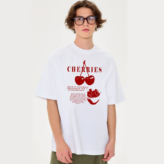 "Simple high street fashion brand cherry cartoon" T-shirt