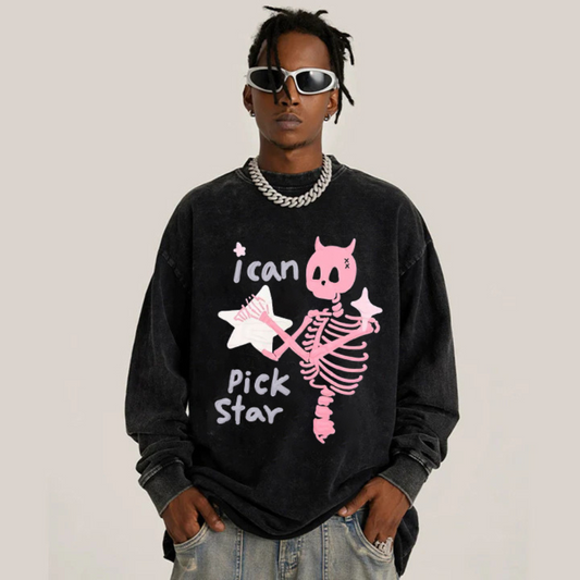 “Trend skull holding stars niche print” Sweatshirt