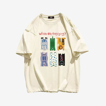 "Style trendy cartoon animal fun prints" T-shirt