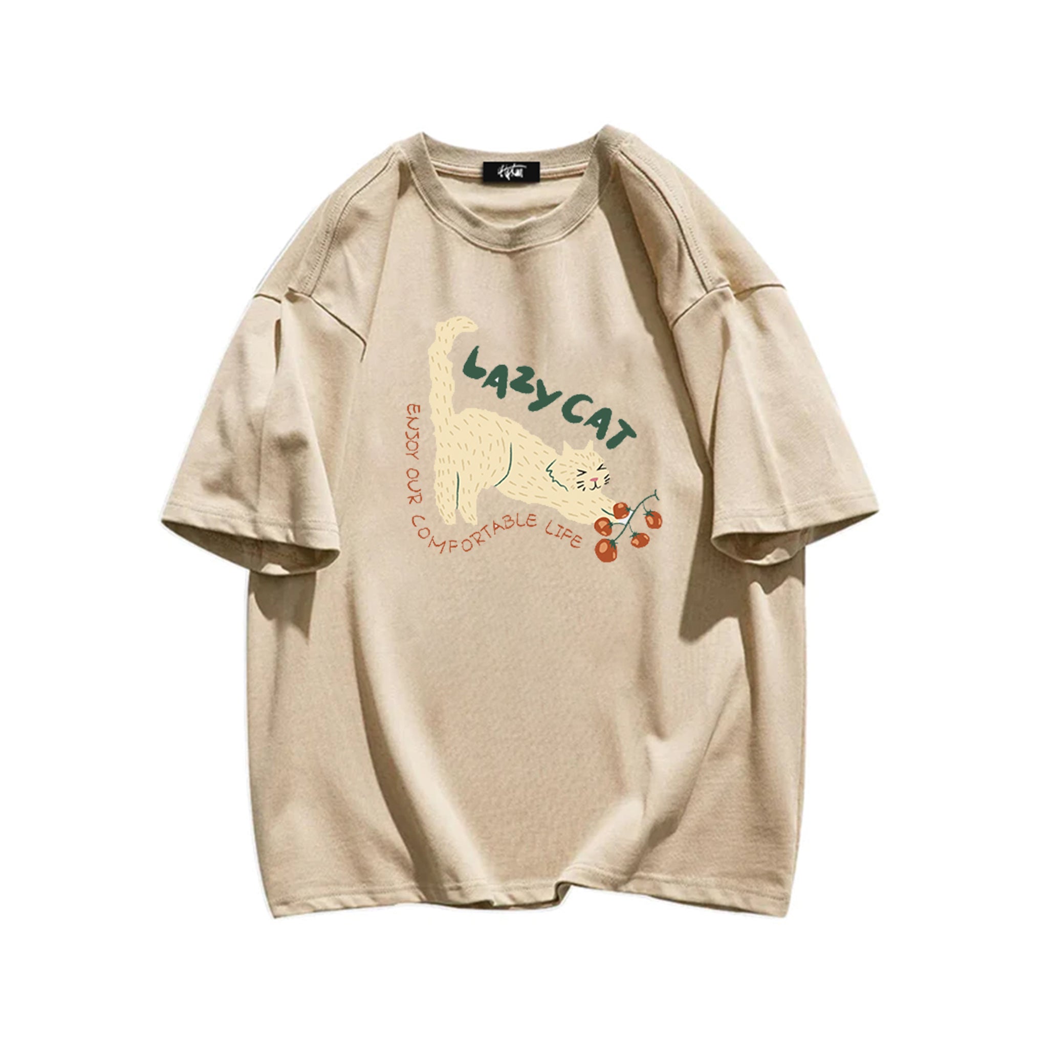 "Casual high street retro cartoon stretching kitten" T-shirt