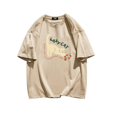 "Casual high street retro cartoon stretching kitten" T-shirt