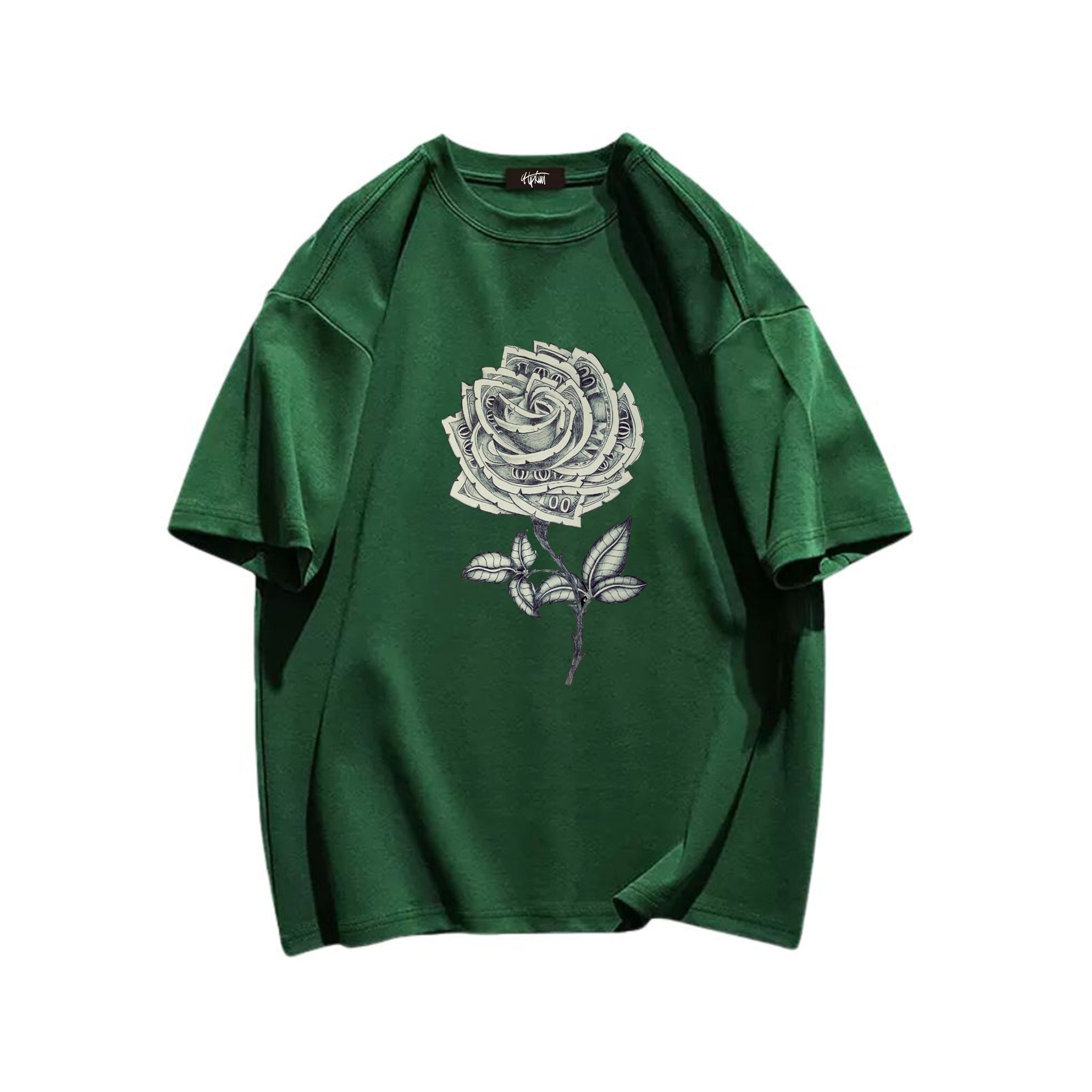 "High Street Casual Vintage Banknote Flowers" T-shirt