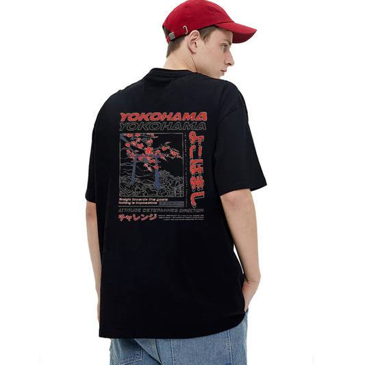 "anime cartoon japanese poster landscape illustration" T-shirt