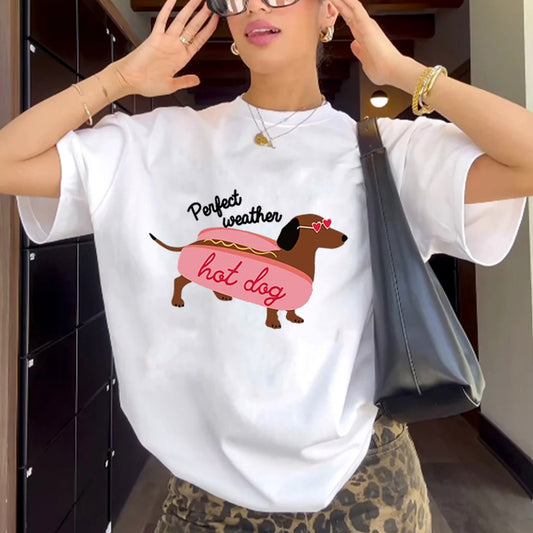 "High street niche cartoon sausage bun puppy cool" T-shirt