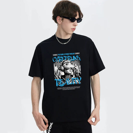 "High street casual retro cartoon tech city girl" T-shirt