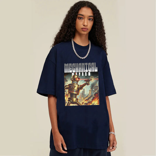 "High street casual retro cartoon robot poster" T-shirt